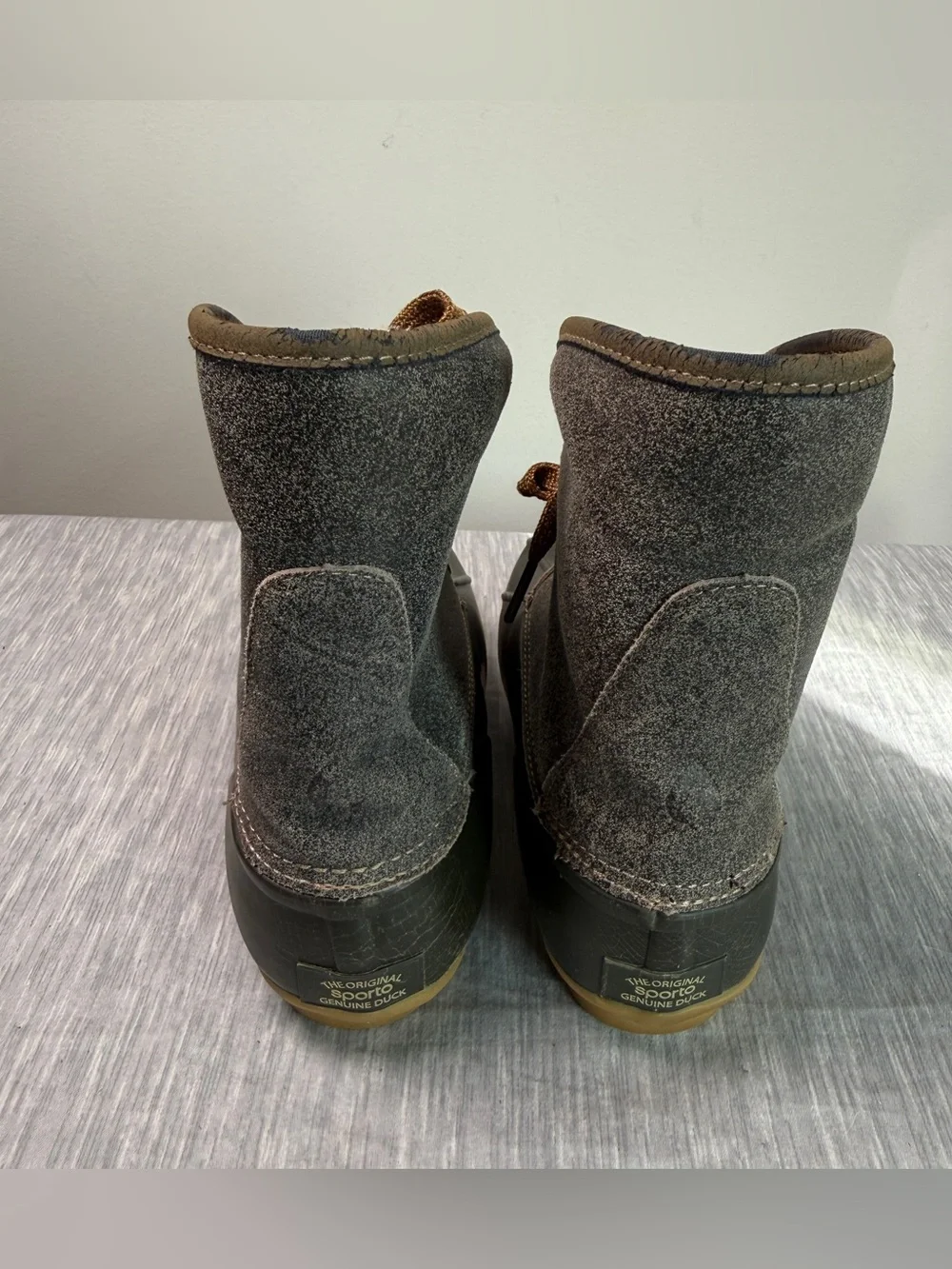Vintage Sporto Diana Duck Boot | 7 | Gray Suede Faux Fur Lined | Genuine Duck - Picture 4 of 10